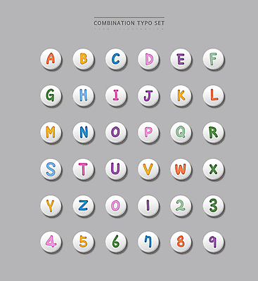 알파벳 영어 일러스트 대문자 타이포그라피 사람없음 세트 컬러풀 숫자 원형 비즈 조합형타이포 국내일러스트 AI파일 도형 문자 컬러 파일형식 벡터