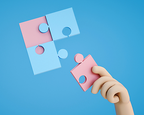 PSD 편집 편집이미지 손 모션 들기 신체부위 파란색 3D 퍼즐 디지털합성 퍼즐조각 맞추기 편집소스 편집3D 컬러 조각 사람 파일형식