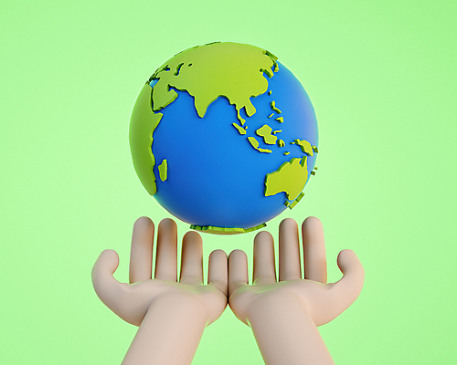 PSD 편집 편집이미지 손 지구 손짓 신체부위 초록색 글로벌 지구본 3D 떠있는 디지털합성 손모으기 편집소스 편집3D 컬러 모션 사람 파일형식