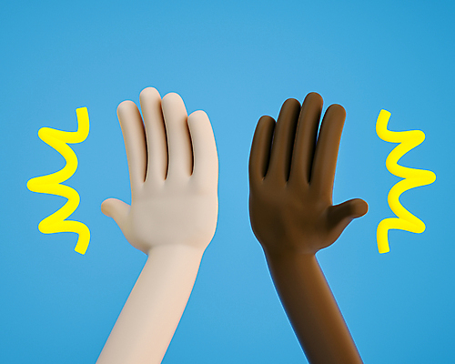 PSD 편집 편집이미지 손 흑인 손짓 신체부위 파란색 3D소스 3D 손뼉 디지털합성 하이파이브 손뼉치기 황인 편집소스 편집3D 서양인 컬러 모션 사람 인종 파일형식