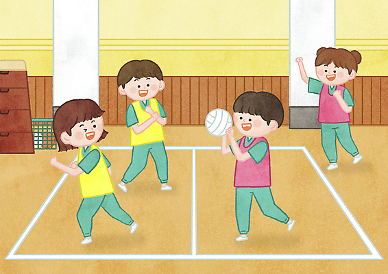 전신 PSD 여자 남자 어린이 일러스트 공 응원 함께함 서기 들기 소녀 소년 여러명 달리기 경쟁 조끼 수비 던지기 공격 즐거움 체육관 뜀틀 피구 피구경기 피하기 어린이만 국내일러스트 감정 스포츠용품 다수 컨셉 모션 사람 구기 외투 파일형식