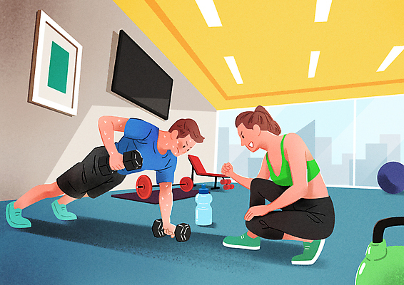 전신 PSD 여자 남자 액자 일러스트 창문 응원 들기 성인 두명 운동복 운동 건강관리 헬스 텔레비전 주먹 아령 헬스장 가르침 역기 웨이트트레이닝 집중 트레이너 팔운동 개인지도 웅크림 자기관리 조언 케틀벨 성인만 땀흘리기 국내일러스트 옷 교육 컨셉 모션 건강 관리 사람 전자제품 연습 파일형식