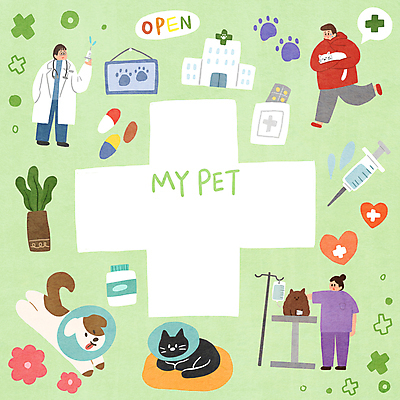 전신 PSD 여자 남자 꽃 화분 반려견 말풍선 여러마리 일러스트 안기 프레임 주사기 성인 세명 연두색 약 고양이 하트 강아지 링거 동물병원 수의사 동물라이프 십자모양 영양제 프레임일러스트 성인만 반려묘 국내일러스트 모양 식물 동물 라이프스타일 다수 포유류 의학 의료기기 모션 병원 사람 초록색 반려동물 의사 개 십자 파일형식