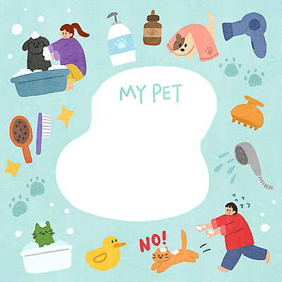 전신 PSD 여자 남자 반려견 하늘색 여러마리 일러스트 프레임 욕조 앉기 성인 두명 반려동물 수건 달리기 고양이 목욕 강아지 드라이어 탈출 샤워기 애견용품 동물라이프 애견빗 오리인형 프레임일러스트 성인만 씻겨주기 애견샴푸 반려묘 국내일러스트 반려용품 동물 라이프스타일 인형 다수 컨셉 포유류 모션 사람 파란색 위생용품 청결 미용용품 개 오브젝트 파일형식