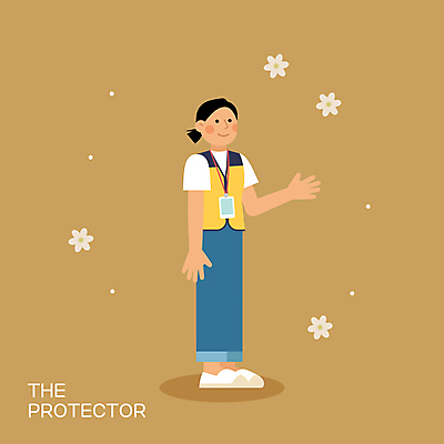 전신 여자 꽃 일러스트 직업캐릭터 한명 서기 성인 갈색 손들기 사원증 사회복지사 자원봉사조끼 성인여자한명만 일러캐릭터 AI파일 식물 직업 캐릭터 1 컬러 비즈니스 모션 사람 조끼 사회복지 여자한명만 성인여자만 파일형식 벡터