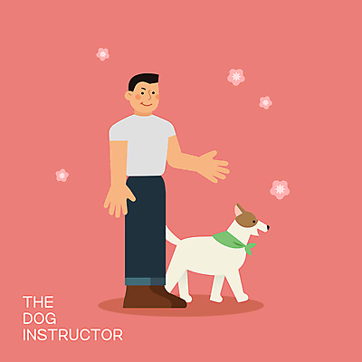 전신 한마리 남자 꽃 반려견 일러스트 직업캐릭터 한명 서기 성인 손들기 강아지 훈련자 성인남자한명만 코랄 애견훈련 일러캐릭터 AI파일 식물 직업 캐릭터 1 컬러 모션 사람 반려동물 개 연습 남자한명만 성인남자만 파일형식 벡터