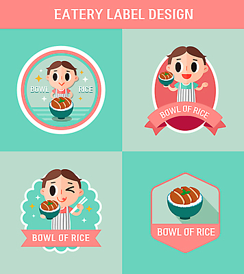 그릇 남자 분홍색 일러스트 젓가락 윙크 들기 상반신 성인 세명 세트 라벨 앞치마 원형 덮밥 육각형 타원형 민트색 성인남자만 국내일러스트 AI파일 도형 식기 음식 컬러 모션 프레임 수저 표정 사람 남자만 성인만 파일형식 벡터
