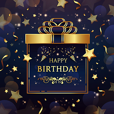 별 일러스트 프레임 폭죽 타이포그라피 사람없음 선물상자 빛 반짝임 금색 생일 화려 남색 생일축하 프레임일러스트 해피버스데이 국내일러스트 AI파일 자연요소 문자 기념일 컬러 컨셉 모션 선물 상자 축하 파일형식 벡터