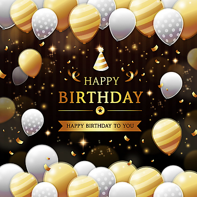 일러스트 프레임 타이포그라피 사람없음 빛 반짝임 검은색 고깔모자 금색 생일파티 생일 화려 꽃가루 생일축하 풍선 프레임일러스트 해피버스데이 국내일러스트 AI파일 문자 모자_잡화 기념일 컬러 컨셉 모션 축하 가루 파일형식 벡터