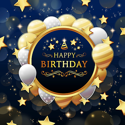 별 일러스트 프레임 타이포그라피 사람없음 빛 고깔모자 원형 생일 화려 남색 생일축하 풍선 빛망울 프레임일러스트 해피버스데이 국내일러스트 AI파일 자연요소 도형 문자 모자_잡화 기념일 컬러 컨셉 축하 파일형식 벡터