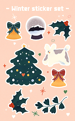 PSD 한마리 리본 분홍색 동물캐릭터 스티커 크리스마스 겨울 일러스트 사람없음 세트 크리스마스트리 귀여움 풀 강아지 스노글로브 호랑가시나무열매 황금종 일러캐릭터 식물 동물 캐릭터 1 계절 기념일 열매 컬러 컨셉 장식 반려동물 종 개 파일형식