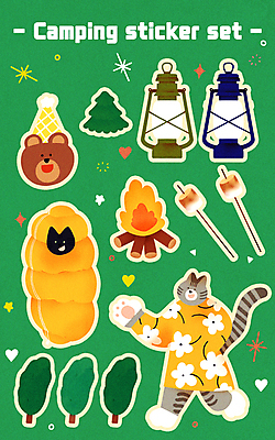 PSD 나무 원피스 동물캐릭터 스티커 일러스트 곰 휴식 세마리 사람없음 초록색 세트 귀여움 고양이 고깔모자 캠핑 랜턴 꼬치 모닥불 굽기 마시멜로우 침낭 일러캐릭터 식물 동물 캐릭터 모자_잡화 옷 컬러 컨셉 포유류 불 레저 디저트 조명 3 반려동물 구이 파일형식