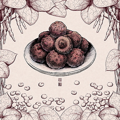 PSD 한국전통 접시 잎 일러스트 프레임 사람없음 도장 전통음식 낙관 팥 경단 꼬투리 베이지색 시루떡 보테니컬아트 국내일러스트 식물 전통 식기 음식 컬러 떡 한국 파일형식