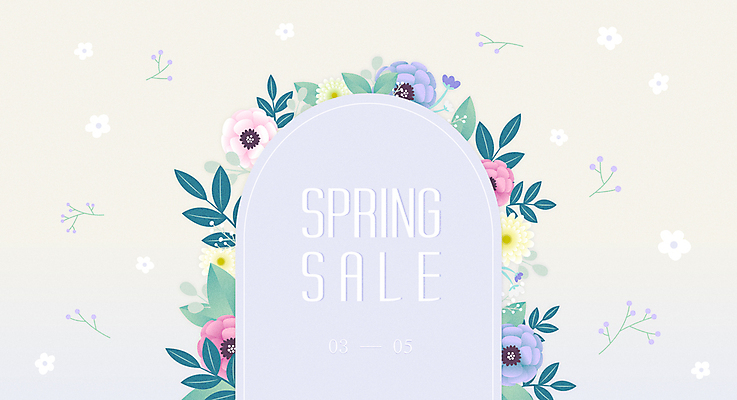 백그라운드 잎 일러스트 봄꽃 프레임 이벤트 타이포그라피 사람없음 세일 봄 연보라색 아네모네 카피스페이스 프로모션 국내일러스트 AI파일 식물 문자 계절 꽃 보라색 공백 파일형식 벡터