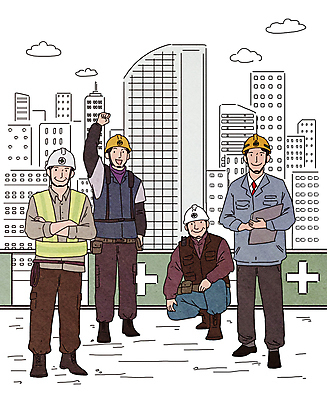 전신 PSD 구름 남자 건축 일러스트 아파트 건설업 공사 서기 들기 앉기 여러명 성인 건물 팔짱 파이팅 건설현장 안전모 문서 산업안전 산업재해 안전조끼 성인남자만 건설근로자 국내일러스트 자연요소 직업 건축물 산업 다수 모션 주택 안전 사람 헬멧 안전장비 재해 남자만 성인만 파일형식