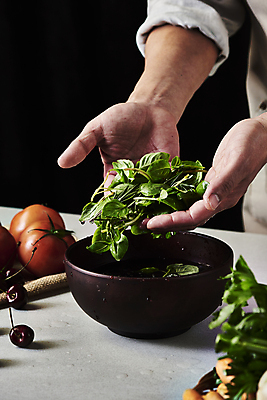 포토 JPG 스튜디오촬영 그릇 남자 40대 중년 토마토 식재료 탁자 검은배경 실내 한명 들기 상반신 옆모습 주방 요리사 앞치마 한국인 체리 천 재료손질 바질 중년남자한명만 국내포토 직업 1 식기 뷰포인트 가구 백그라운드 채소 과일 모션 사람 동양인 성인 내부 검은색 직물 손질 남자한명만 중년남자만 파일형식