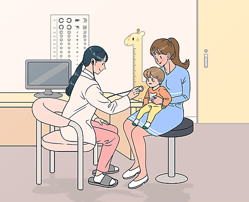 전신 PSD 여자 어린이 의자 일러스트 청진기 모녀 미소 들기 앉기 소녀 성인 세명 마주보기 모니터 진료 울음 소아과 소아과의사 시력검사표 신장계 진료실 여자만 어린이병원 국내일러스트 딸 가구 의학 가족 의료기기 모션 엄마 표정 병원 사람 컴퓨터 의사 파일형식