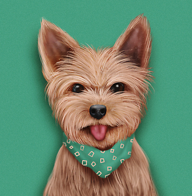 PSD 한마리 응시 반려견 일러스트 사람없음 초록색 반려동물 귀여움 스카프 개 강아지 요크셔테리어 메롱 증명사진 국내일러스트 동물 1 시선 컬러 컨셉 포유류 모션 목도리 테리어 파일형식