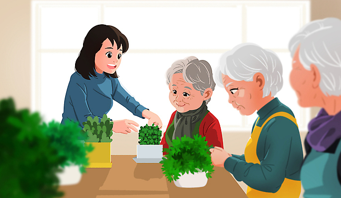 PSD 식물 응시 여자 노년 화분 할머니 일러스트 창문 여러명 상반신 성인 교사 앞치마 사회복지 원예 노인복지 노인학교 식물심기 여자만 노인교육 노인유치원 국내일러스트 직업 시선 교육 다수 학교 사람 취미 복지 심기 파일형식