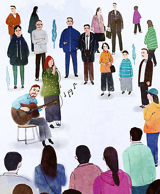 전신 PSD 나무 여자 남자 어린이 음악 연주 음표 일러스트 노래 거리 들기 소년 여러명 성인 일상 팔짱 공연 음악감상 음악가 가수 군중 구경 마이크 거리공연 길거리공연 버스킹 국내일러스트 식물 직업 기호 음향기기 다수 모션 문화예술 사람 이벤트 라이프 감상 파일형식