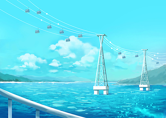 PSD 바다 하늘색 이동 일러스트 하늘 매달리기 사람없음 봄풍경 케이블카 부산 국내일러스트 컨셉 모션 한국 풍경 파란색 봄 파일형식