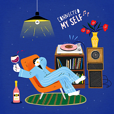 전신 PSD 남자 행복 와인잔 의자 일러스트 휴식 조명 사랑 한명 들기 앉기 성인 파란색 와인 스피커 음악감상 잠옷 다리꼬기 와인병 힐링 턴테이블 성인남자한명만 자기애 국내일러스트 1 옷 감정 컬러 음향기기 가구 컨셉 술잔 모션 병_용기 주류 사람 감상 남자한명만 성인남자만 파일형식