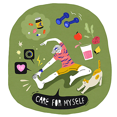 전신 PSD 한마리 여자 노년 행복 할머니 일러스트 요가 사랑 한명 초록색 운동복 운동 알약 건강관리 고양이 주스 아령 실버 맥박 약병 사과 레몬 비트 영양제 자기관리 스마트워치 노인여자한명만 반려묘 자기애 국내일러스트 1 웰빙 옷 감정 음료 컬러 채소 과일 포유류 의학 건강 관리 사람 성인 스마트기기 반려동물 약 웨어러블 병_담는 여자한명만 노인여자만 파일형식