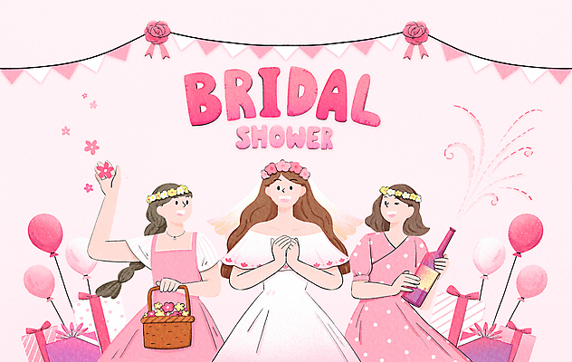 PSD 여자 꽃 신부 분홍색 웨딩드레스 결혼 라인일러스트 일러스트 면사포 선물 들기 이벤트 타이포그라피 세명 친구 선물상자 화관 봄 로맨틱 축하 샴페인 꽃바구니 풍선 들러리 샴페인병 가랜드 브라이덜샤워 국내일러스트 식물 문자 드레스 계절 컬러 컨셉 관계 모션 술병 주류 사람 상자 파티 바구니 파티용품 결혼소품 하객 파일형식