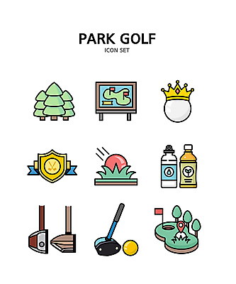 나무 아이콘 음료 골프장 필드 왕관 골프공 사람없음 골프채 풀 물병 배지 음료수병 파크골프 안내도 2D아이콘 AI파일 식물 지도 골프 공 스포츠시설 골프용품 물통 병_담는 파일형식 벡터