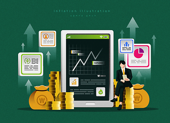 전신 남자 화살표 일러스트 한명 들기 앉기 정장 성인 초록색 경제 스마트폰 동전 다리꼬기 비즈니스맨 돈자루 상승 금화 꺾은선그래프 동전탑 폭등 얼굴없음 성인남자한명만 인플레이션 국내일러스트 AI파일 1 옷 컬러 컨셉 돈 비즈니스 모션 그래프 사람 핸드폰 스마트기기 쌓기 직장인 황금 남자한명만 성인남자만 파일형식 벡터