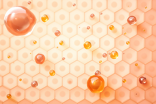 PSD 편집 편집이미지 세포 사람없음 뷰티 3D 주황색 원형 피부 디지털합성 피부관리 스킨케어 세포막 안티에이징 콜라겐 편집소스 피부층 이미지편집 편집3D 도형 컬러 신체부위 단백질 파일형식