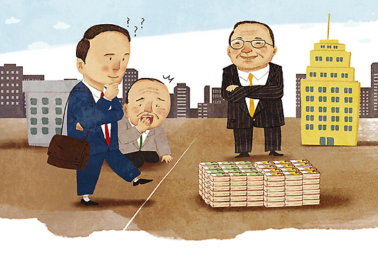 전신 PSD 남자 이동 지폐 돈 일러스트 회사 서기 웃음 건물 세명 갈색 팔짱 턱괴기 놀람 비즈니스맨 돈다발 사장 직원 고민 다리들기 스카우트 성인남자만 중소기업 이직 국내일러스트 건축물 감정 컬러 컨셉 비즈니스 모션 표정 사람 직장인 재산 남자만 성인만 파일형식