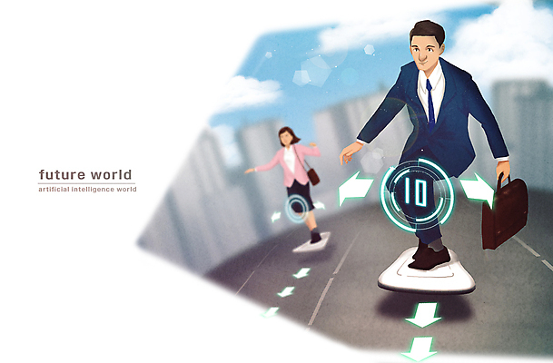 전신 PSD 구름 여자 남자 화살표 도로 교통수단 서류가방 일러스트 미래 서기 들기 성인 두명 도시 비즈니스맨 비즈니스우먼 출근 디지털산업 로봇산업 퀵보드 성인만 AI_인공지능 국내일러스트 자연요소 산업 길 교통 컨셉 가방 비즈니스 교통시설 모션 사람 디지털 직장인 로봇 출퇴근 파일형식