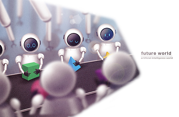 PSD 일러스트 공장 미래 사람없음 작업 로봇 일자리 디지털산업 로봇산업 로봇팔 무인 무인화 자동화 컨베어밸트 AI_인공지능 국내일러스트 산업 컨셉 비즈니스 공업 디지털 기계 파일형식