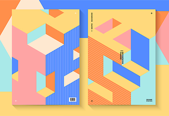 백그라운드 일러스트 추상 사람없음 그래픽 파란색 노란색 사각형 봄 입체 바코드 기하학 입체도형 파스텔톤 국내일러스트 AI파일 도형 계절 컬러 무늬 파일형식 벡터