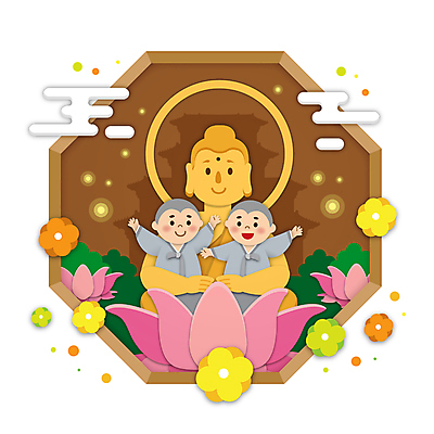 남자 꽃 어린이 일러스트 안기 연꽃 소년 상반신 두명 만세 부처님오신날 사찰 동자승 부처 승복 금불상 팔각형 소년만 국내일러스트 AI파일 도형 식물 기념일 불교 종교건축 모션 사람 승려 불상 남자만 어린이만 파일형식 벡터