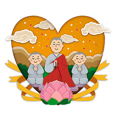 전신 구름 남자 리본 어린이 일러스트 연꽃 소년 상반신 성인 세명 주황색 부처님오신날 하트 무릎꿇기 동자승 승복 합장 주지스님 남자만 국내일러스트 AI파일 자연요소 모양 기념일 꽃 컬러 모션 사람 손짓 승려 파일형식 벡터