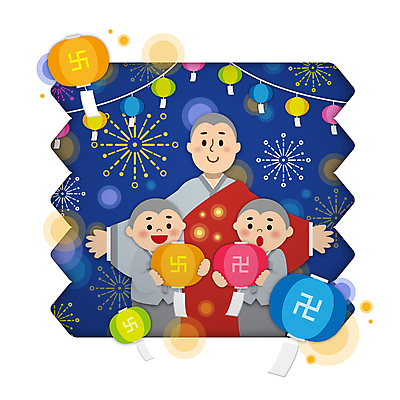 남자 어린이 일러스트 팔벌리기 불꽃놀이 들기 소년 성인 세명 부처님오신날 남색 동자승 연등 승복 주지스님 남자만 국내일러스트 AI파일 기념일 컬러 모션 놀이 사람 등불 승려 불교용품 파일형식 벡터