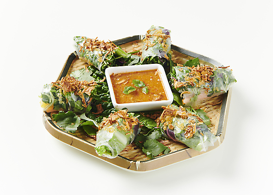 포토 그릇 식기 음식 백그라운드 내부 농산물 중식 흰색 양념 동양음식 파일형식 태국음식 스프링롤 JPG 로컬푸드 동남아음식 샐러드롤 사람없음 흰배경 실내 소스 종지 접시 국내포토