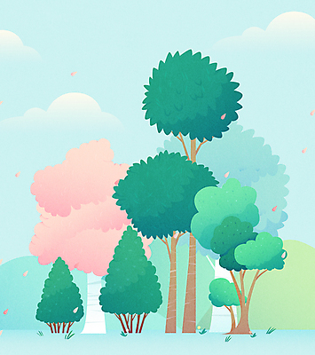 나무 구름 꽃잎 하늘색 일러스트 자연 하늘 산 꽃나무 사람없음 봄풍경 봄 벚꽃 벚나무 국내일러스트 AI파일 자연요소 식물 계절 꽃 풍경 파란색 생태계 파일형식 벡터