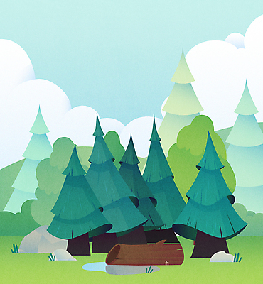 구름 일러스트 자연 하늘 풍경 사람없음 돌_바위 숲 통나무 웅덩이 상록수 침엽수 상록수림 국내일러스트 AI파일 자연요소 나무 생태계 파일형식 벡터