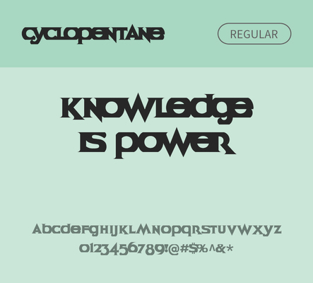 알파벳 영어 폰트 사람없음 OTF 레귤러체 낱개폰트 설치폰트 디자인서체 영문폰트 Typodermic_서체 cyclopentane_서체 문자 파일형식