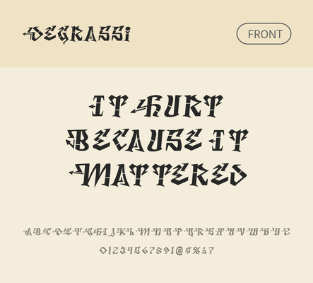 알파벳 영어 폰트 사람없음 OTF 낱개폰트 설치폰트 디자인서체 영문폰트 Typodermic_서체 degrassi_서체 degrassifront_서체 문자 파일형식