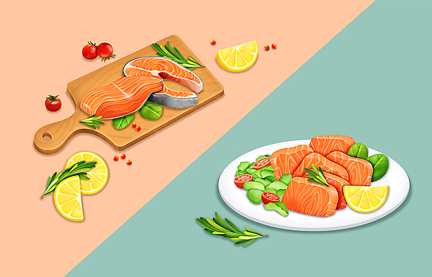 PSD 접시 분홍색 일러스트 식재료 방울토마토 사람없음 신선 레몬 연어 로즈메리 건강식 나무도마 민트색 연어샐러드 연어알 저칼로리식단 국내일러스트 식기 음식 컬러 토마토 과일 도마 어류 목재 알 샐러드 허브 식단 저칼로리 파일형식