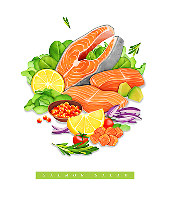 PSD 일러스트 식재료 방울토마토 사람없음 신선 양상추 레몬 종지 연어 로즈메리 아보카도 건강식 연어알 저칼로리식단 적양파 국내일러스트 그릇 음식 토마토 채소 과일 양파 어류 알 허브 식단 저칼로리 파일형식
