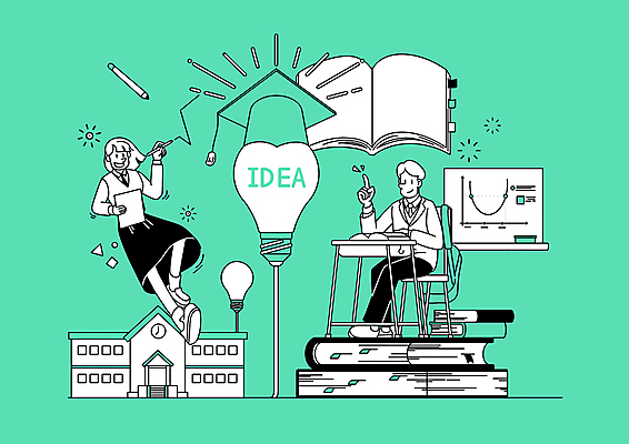 전신 PSD 학생 여자 교육 남자 교복 의자 일러스트 학사모 전구 학교 청소년 그래프 책가방 아이디어 창조 들기 앉기 두명 책 연필 책상 공모전 민트색 십대만 국내일러스트 모자_잡화 옷 컬러 가구 컨셉 가방 졸업 모션 학용품 사람 필기구 파일형식