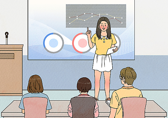 전신 PSD 여자 남자 대학생 의자 일러스트 그래프 대학생라이프 서기 들기 여러명 상반신 성인 스크린 캠퍼스라이프 자신감 발표 강의실 책상 과제 단상 성인만 국내일러스트 학생 라이프스타일 교육 감정 가구 다수 모션 사람 공간 파일형식