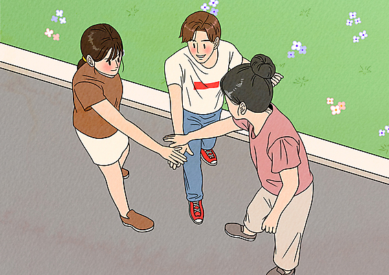 전신 PSD 여자 남자 꽃 대학생 일러스트 대학생라이프 함께함 서기 미소 잔디 성인 세명 친구 캠퍼스라이프 파이팅 손모으기 성인만 국내일러스트 식물 학생 라이프스타일 컨셉 관계 모션 표정 사람 손짓 파일형식