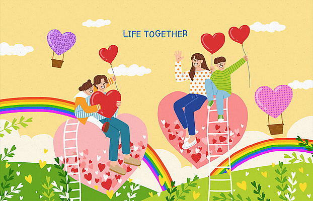 전신 PSD 식물 구름 여자 남자 딸 아들 어린이 무지개 일러스트 사다리 가족 엄마 들기 소녀 소년 여러명 성인 노란색 열기구 하트 인사 아빠 가정의달 하트풍선 백허그 국내일러스트 자연요소 모양 컬러 다수 관계 항공교통 모션 포옹 사람 도구 예절 5월 풍선 파일형식