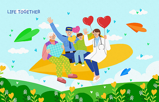 전신 PSD 여자 노년 남자 꽃 어린이 하늘색 일러스트 들기 앉기 소년 여러명 성인 의사 하트 인사 경찰 종이비행기 가정의달 하트풍선 국내일러스트 모양 식물 직업 다수 모션 사람 파란색 의료진 예절 5월 종이접기 풍선 파일형식